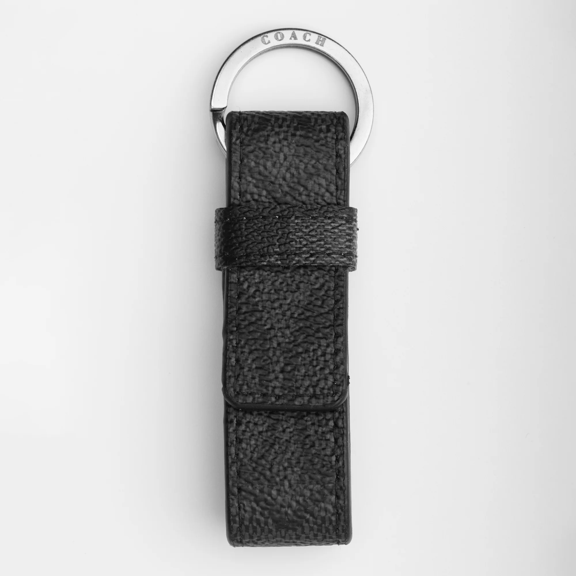 Black Pebble Leather Key Fob - Image 3