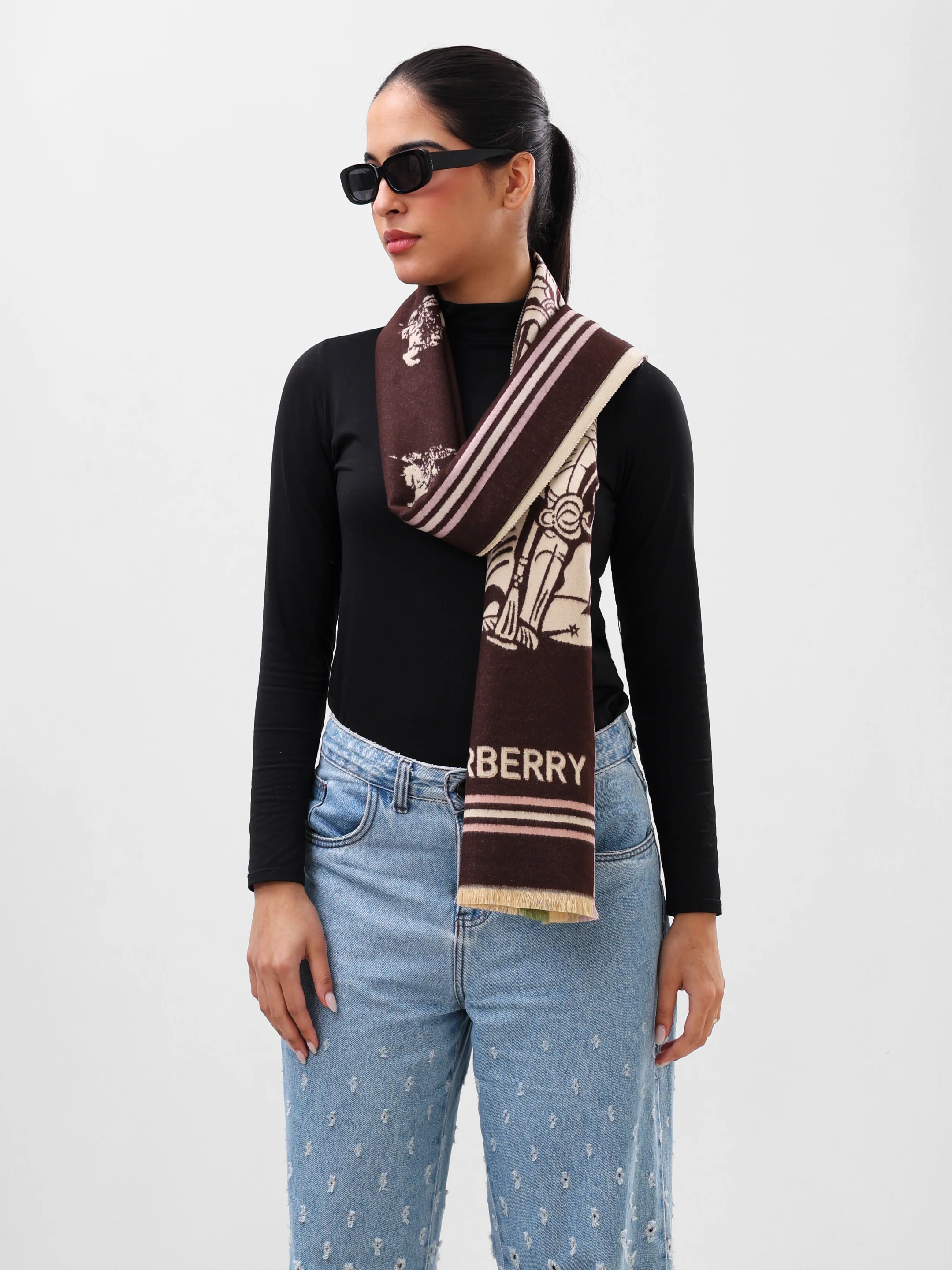 Classic Mocha Check Scarf - Image 3