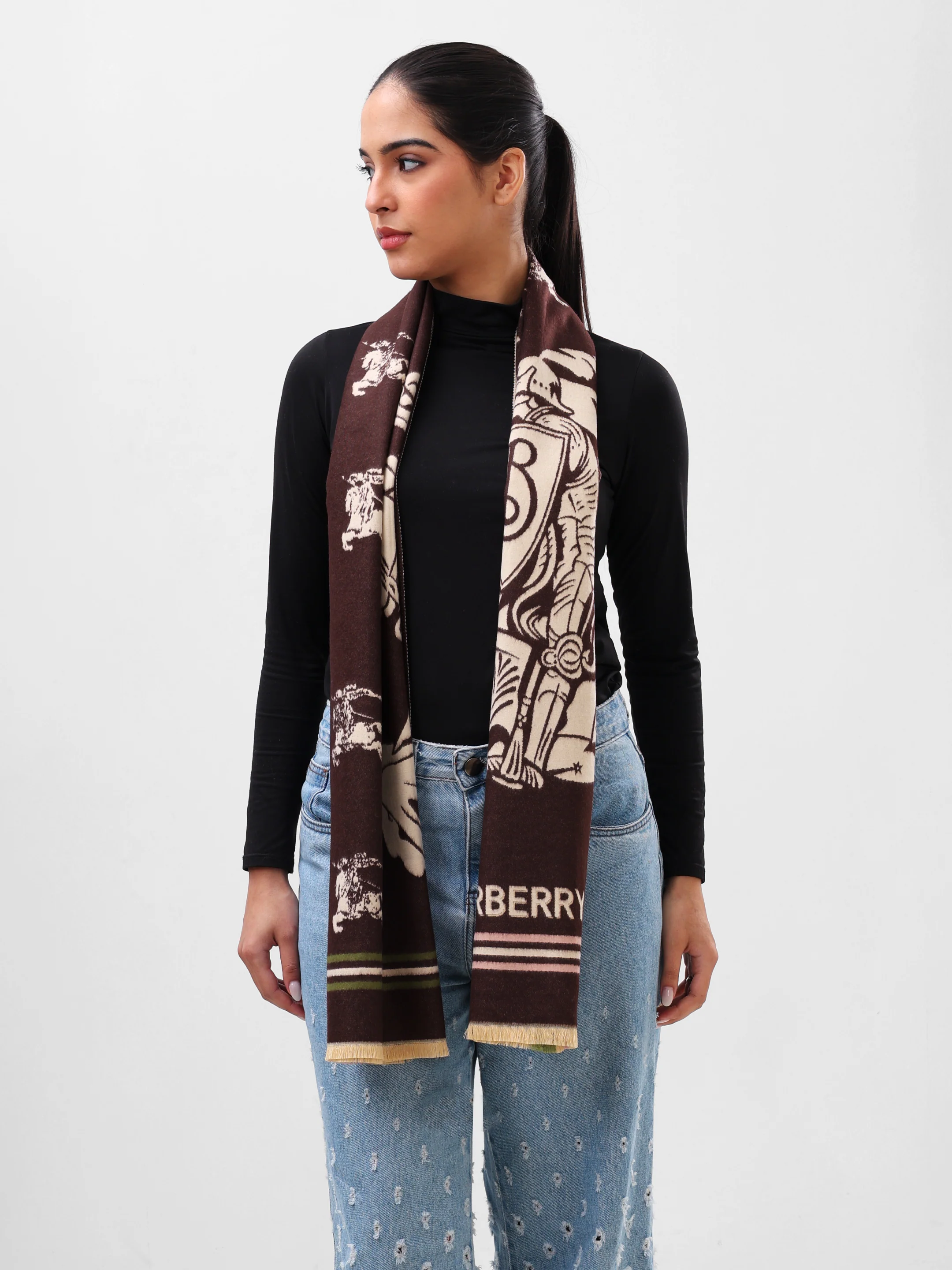 Classic Mocha Check Scarf - Image 4