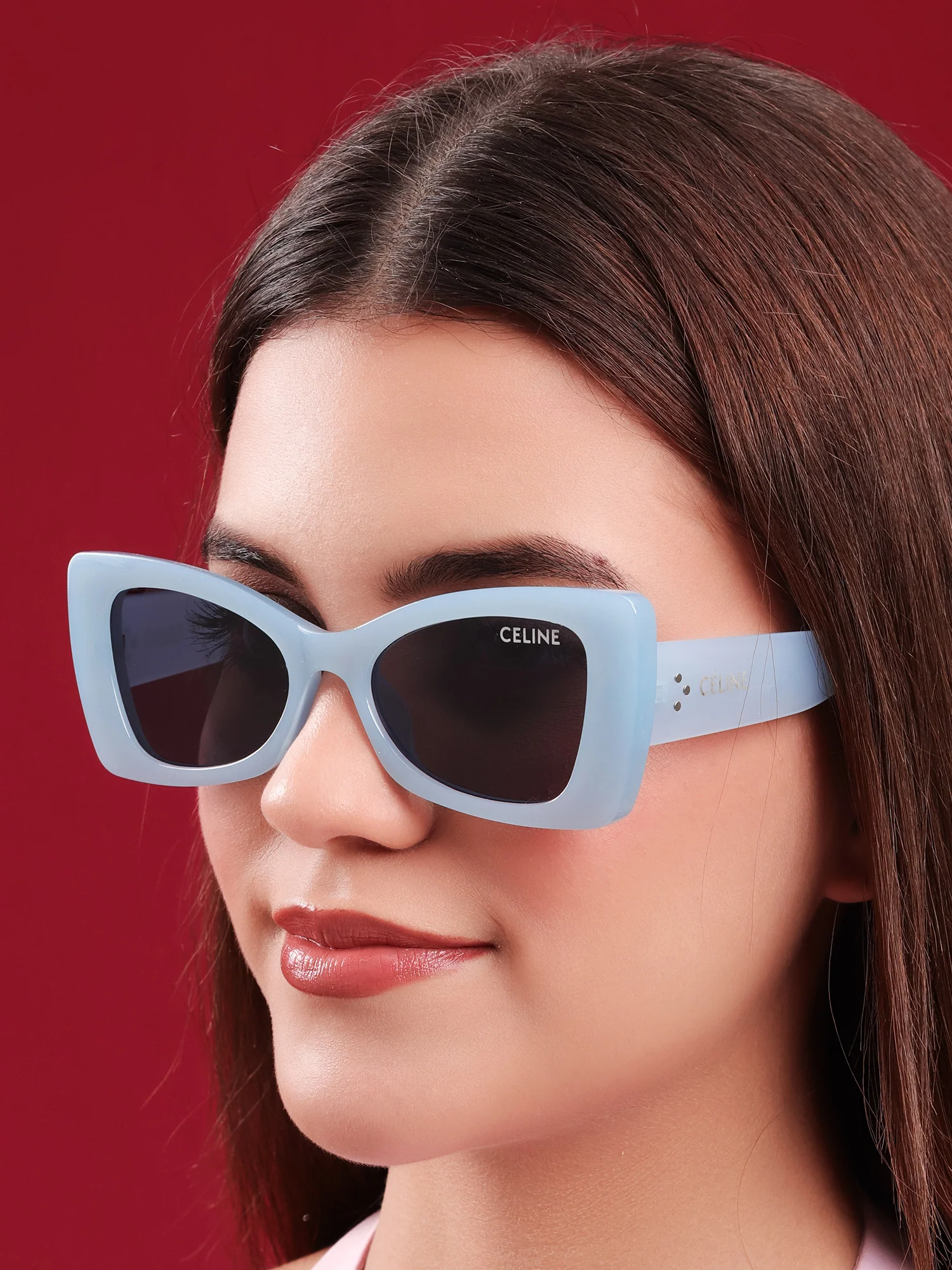 Ice Blue Cat-Eye Sunglasses by Celine - Image 6