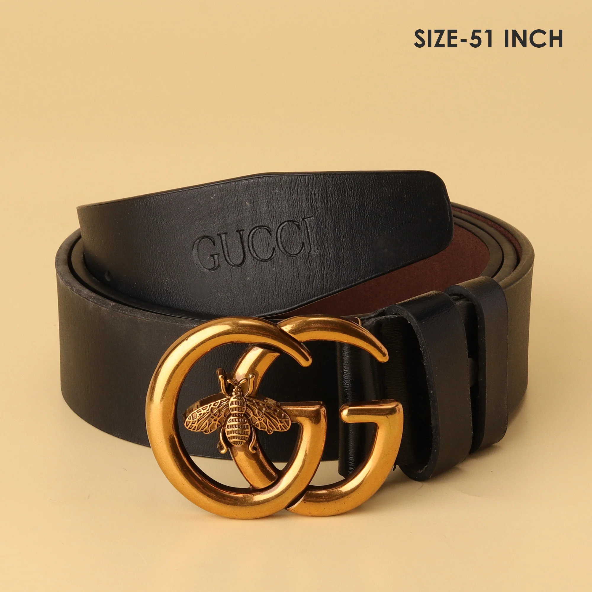 Leather Belt with Double G Bee Buckle - Image 3