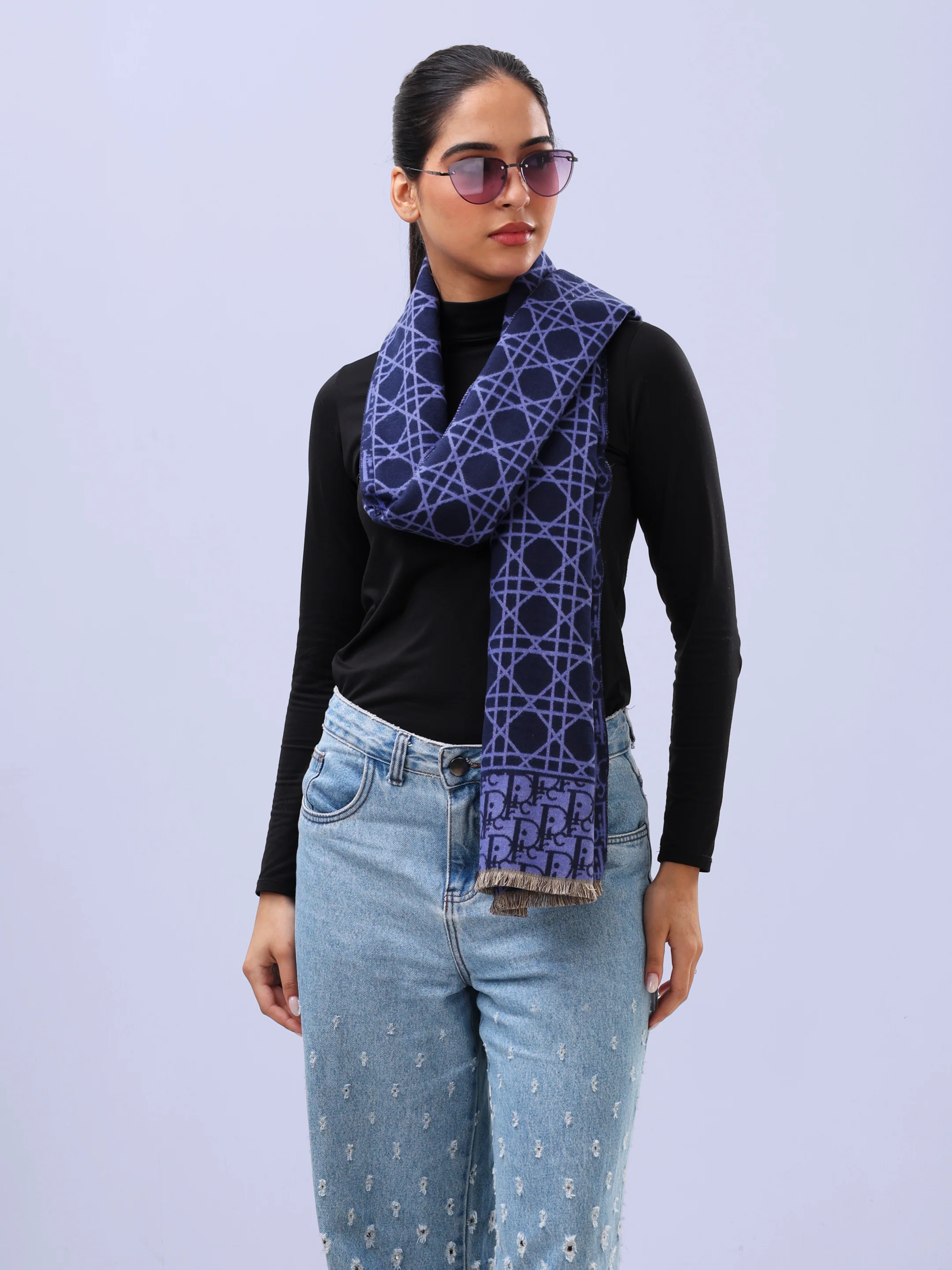 Midnight Geo Monogram Scarf - Image 3
