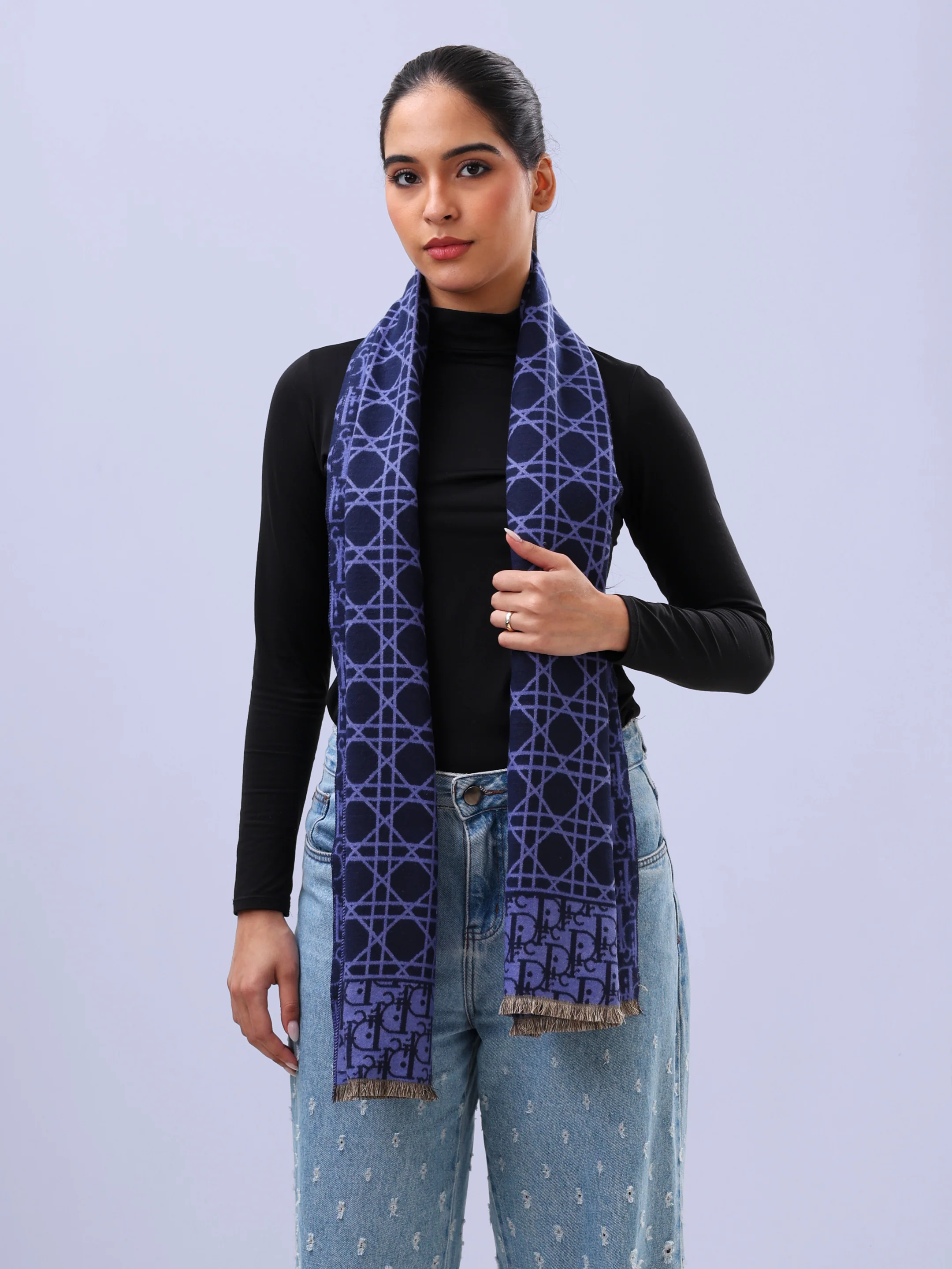 Midnight Geo Monogram Scarf - Image 4