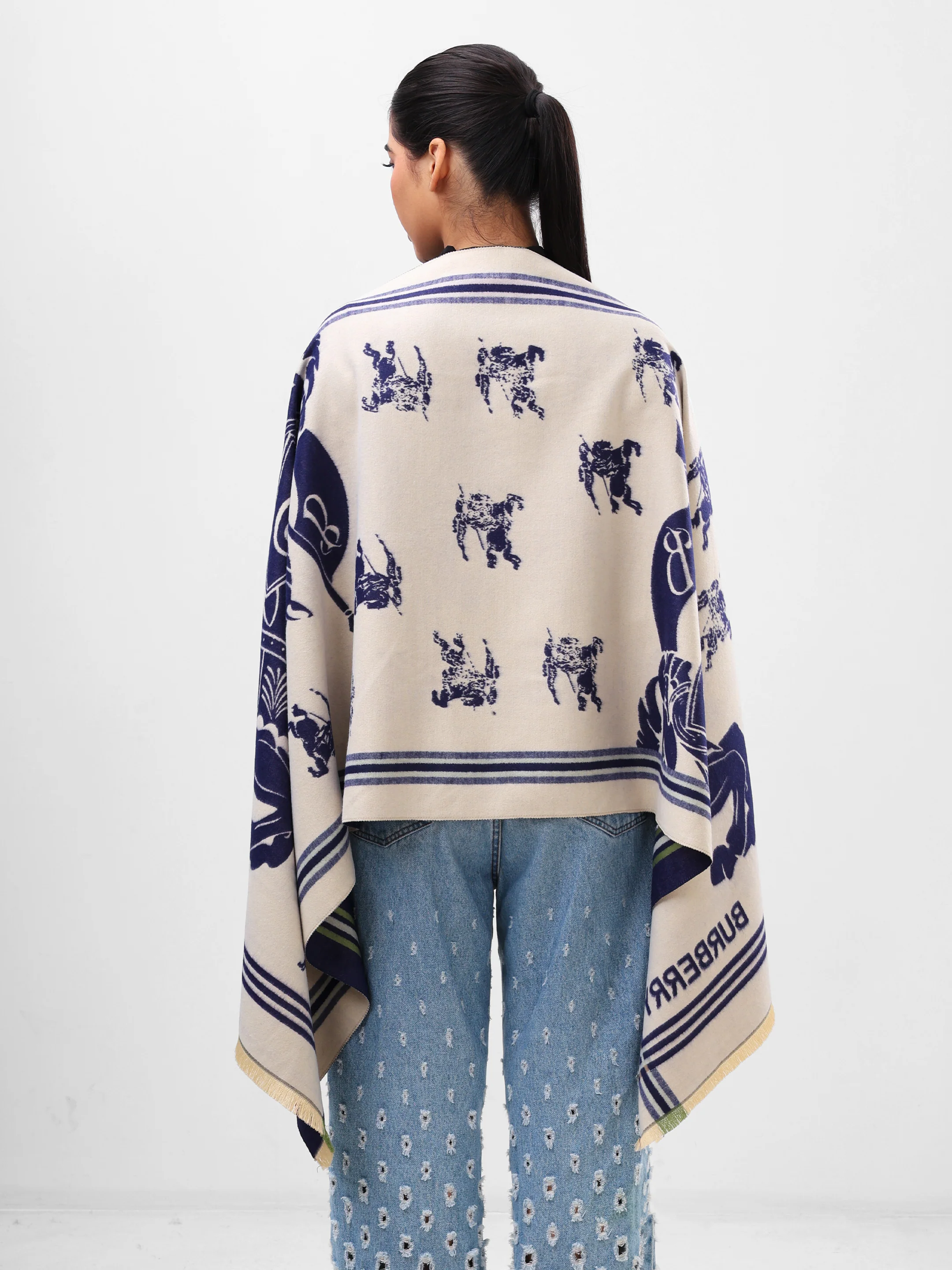 Navy Crest Stripe Scarf - Image 6