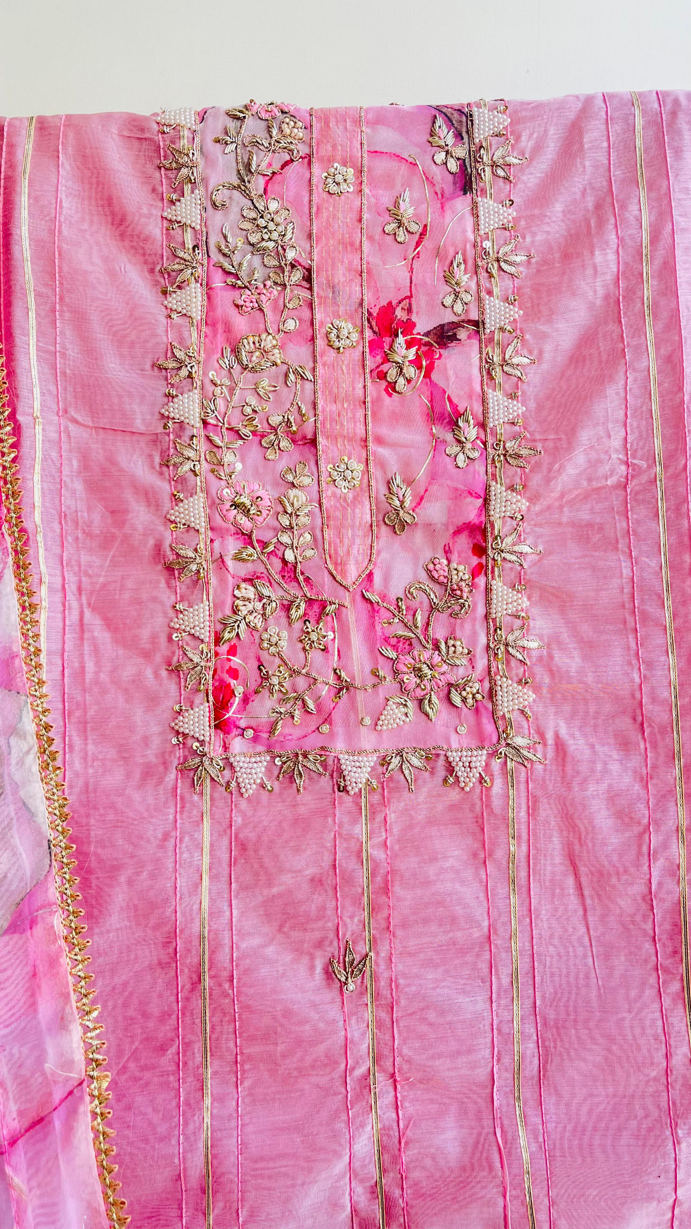 Pink Unstiched Suit - Image 4