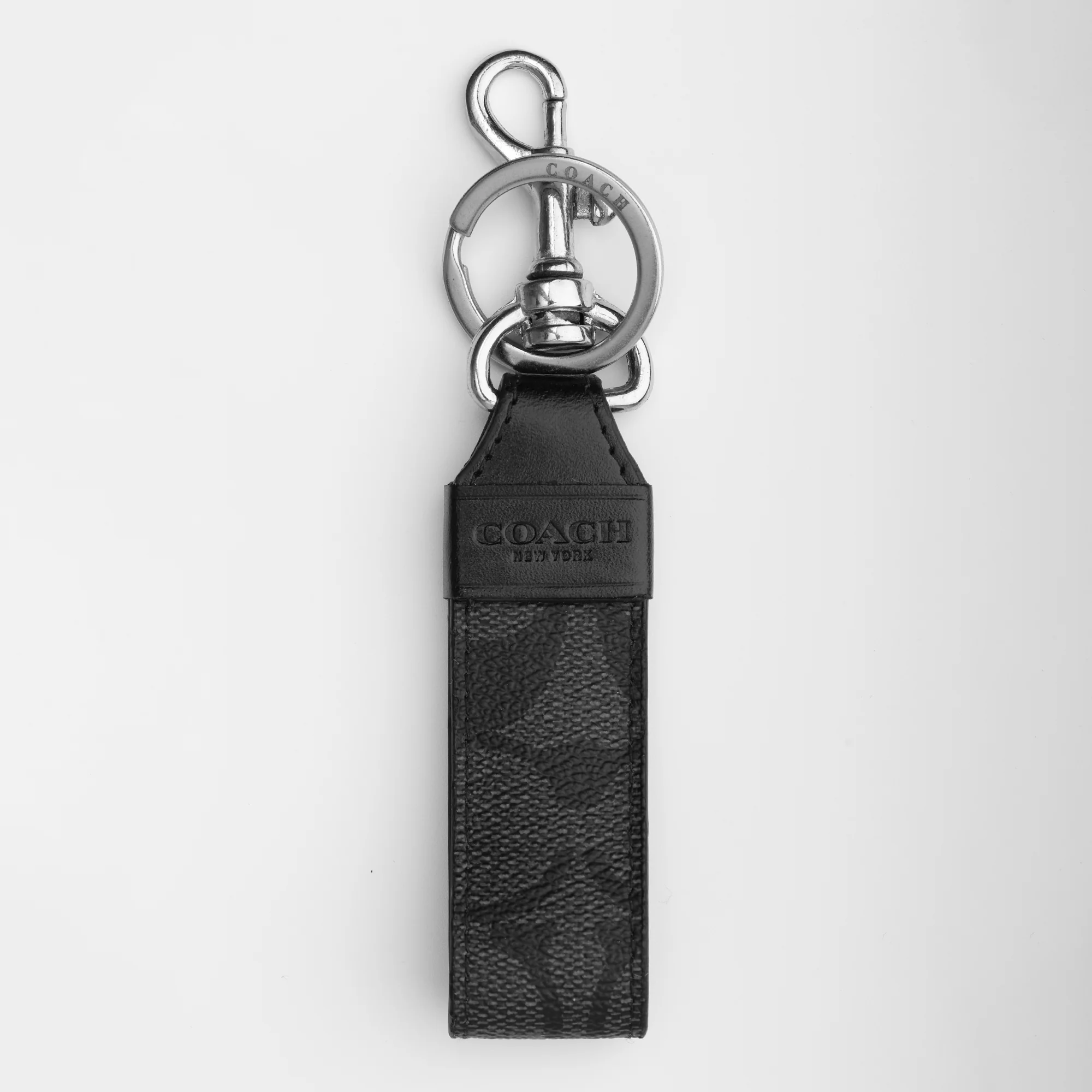 Signature Black Leather Keychain - Image 3