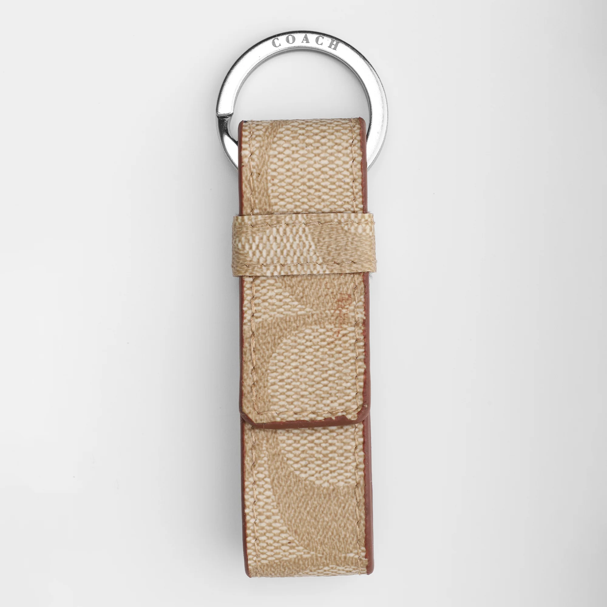 Signature Canvas Beige Key Fob - Image 3