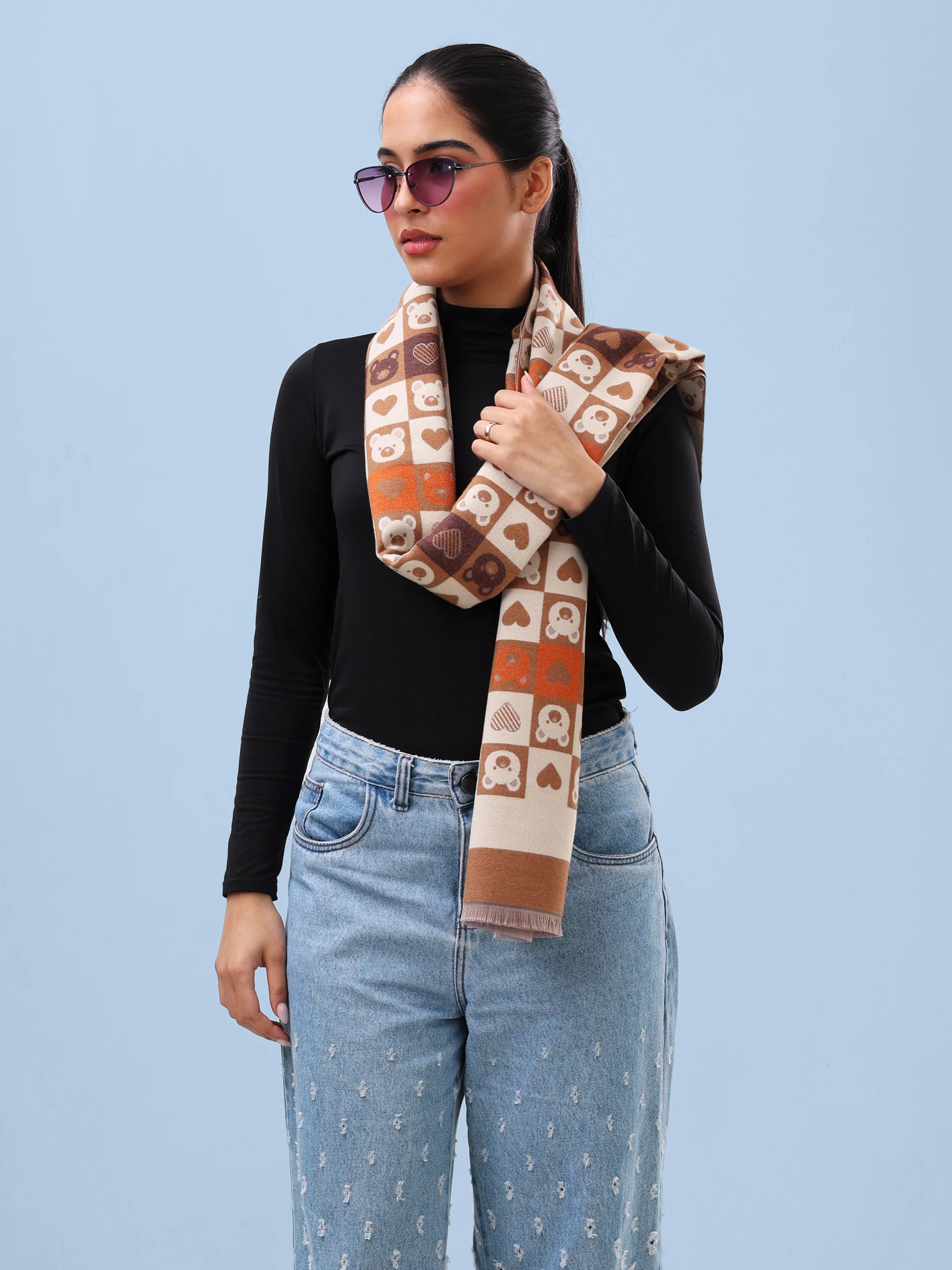 Silver Grey Monogram Stripe Scarf - Image 3