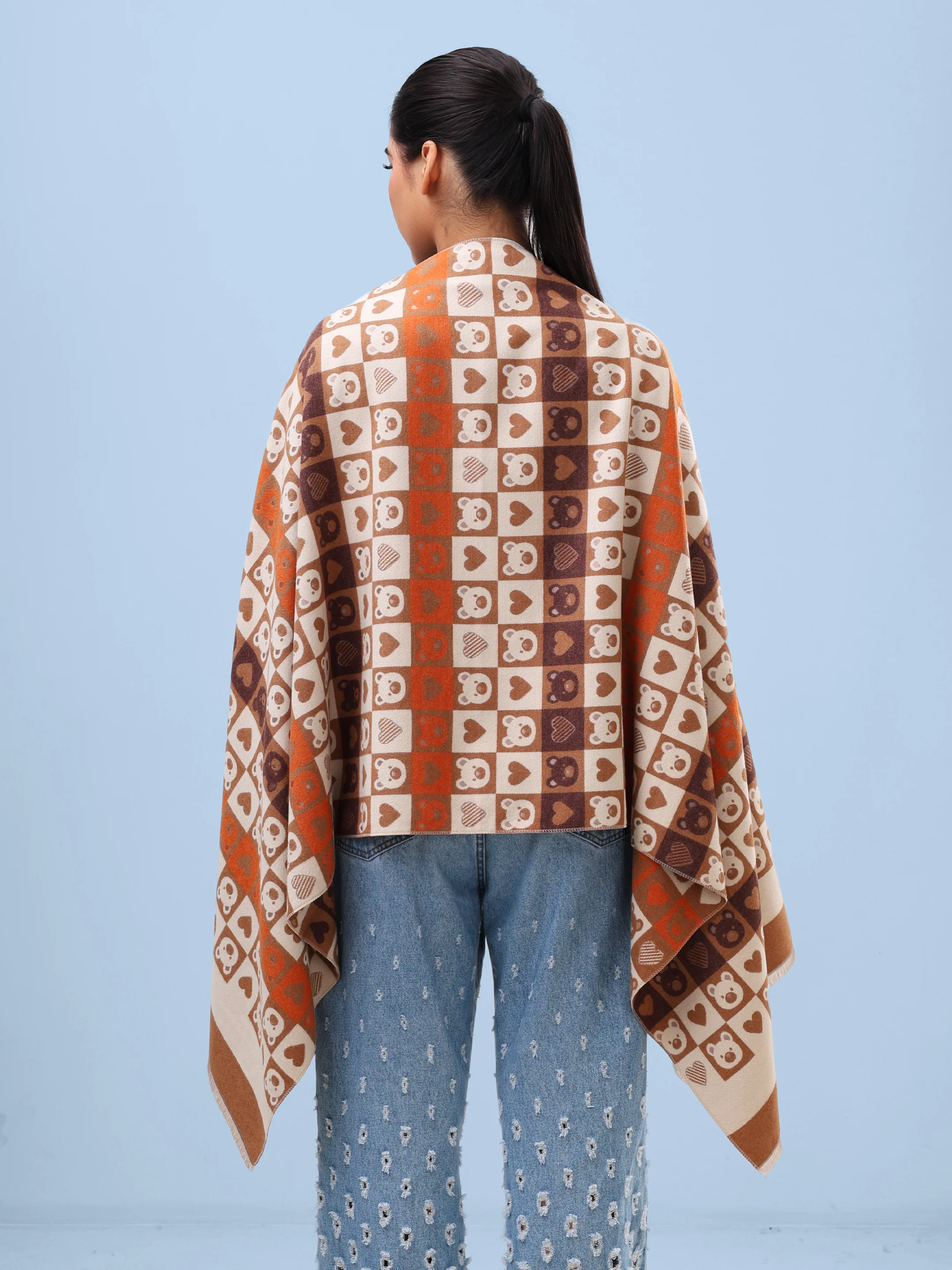 Silver Grey Monogram Stripe Scarf - Image 5